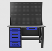 Верстак GAROPT однотумбовый 5 ящиков с двумя экранами и ящиком